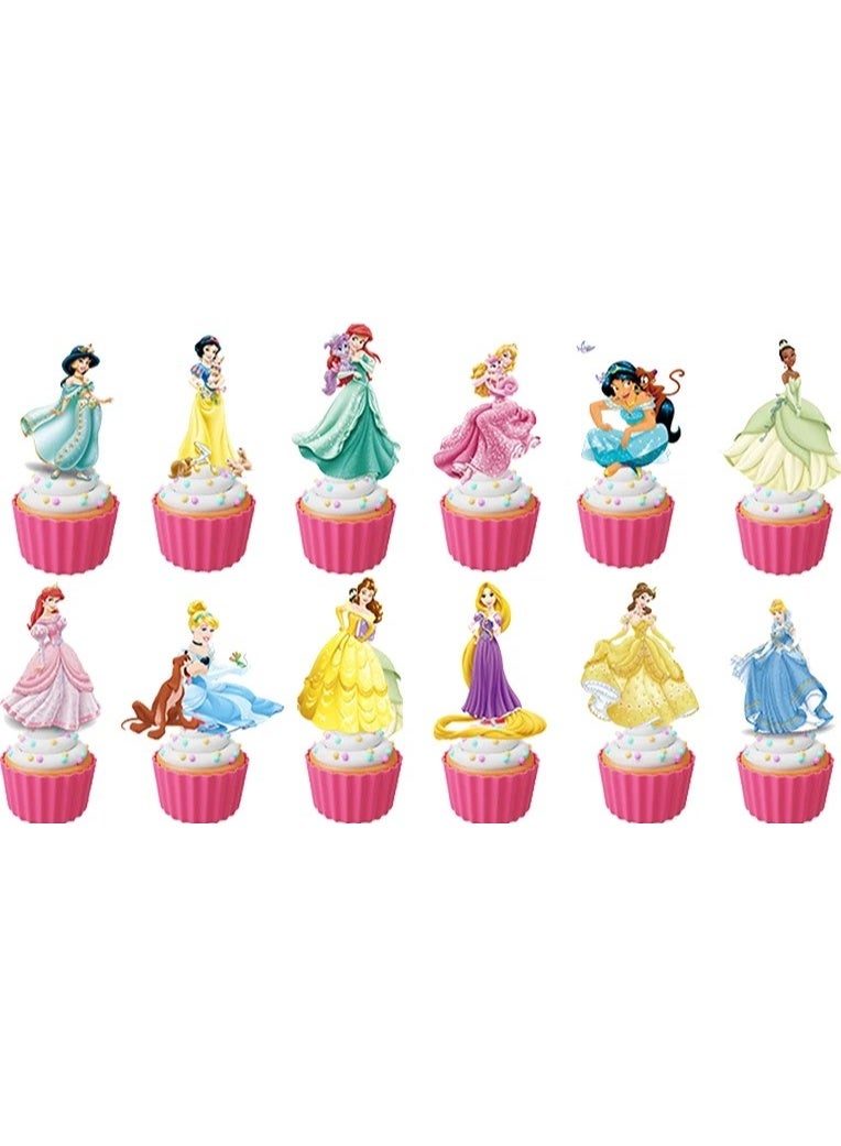 Generic (Unbranded) Princess birthday supplies &  Princess  party supplies Princess  birthday decoration, Princess party theme Princess Birthday, backdrop cake topper and cup cake topper - Image 4